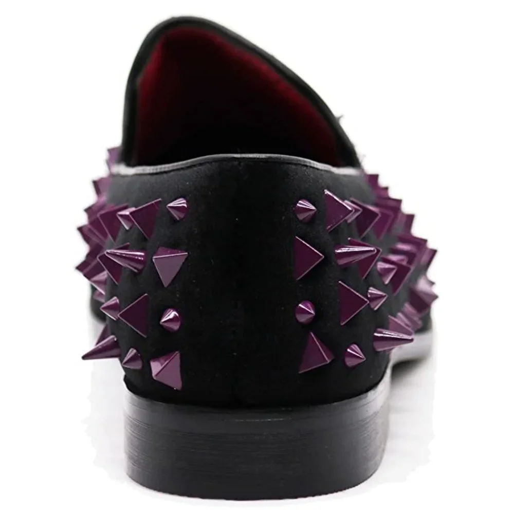 Men's Vintage Spike Dress Loafers Slip On Fashion Shoes Classic Tuxedo 09 pr blk - Picture 3 of 7